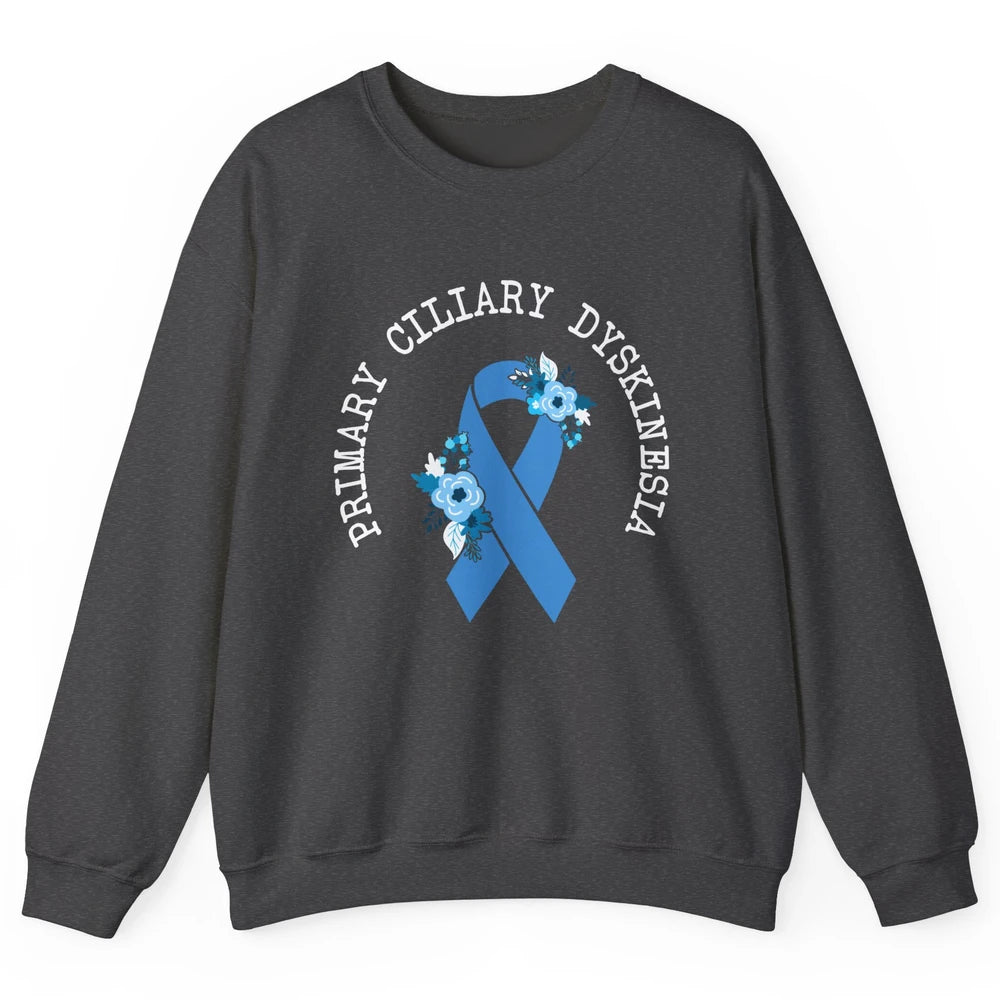 Primary Ciliary Dyskinesia Blue Ribbon Respiratory Diseases Unisex Crewneck Sweatshirt