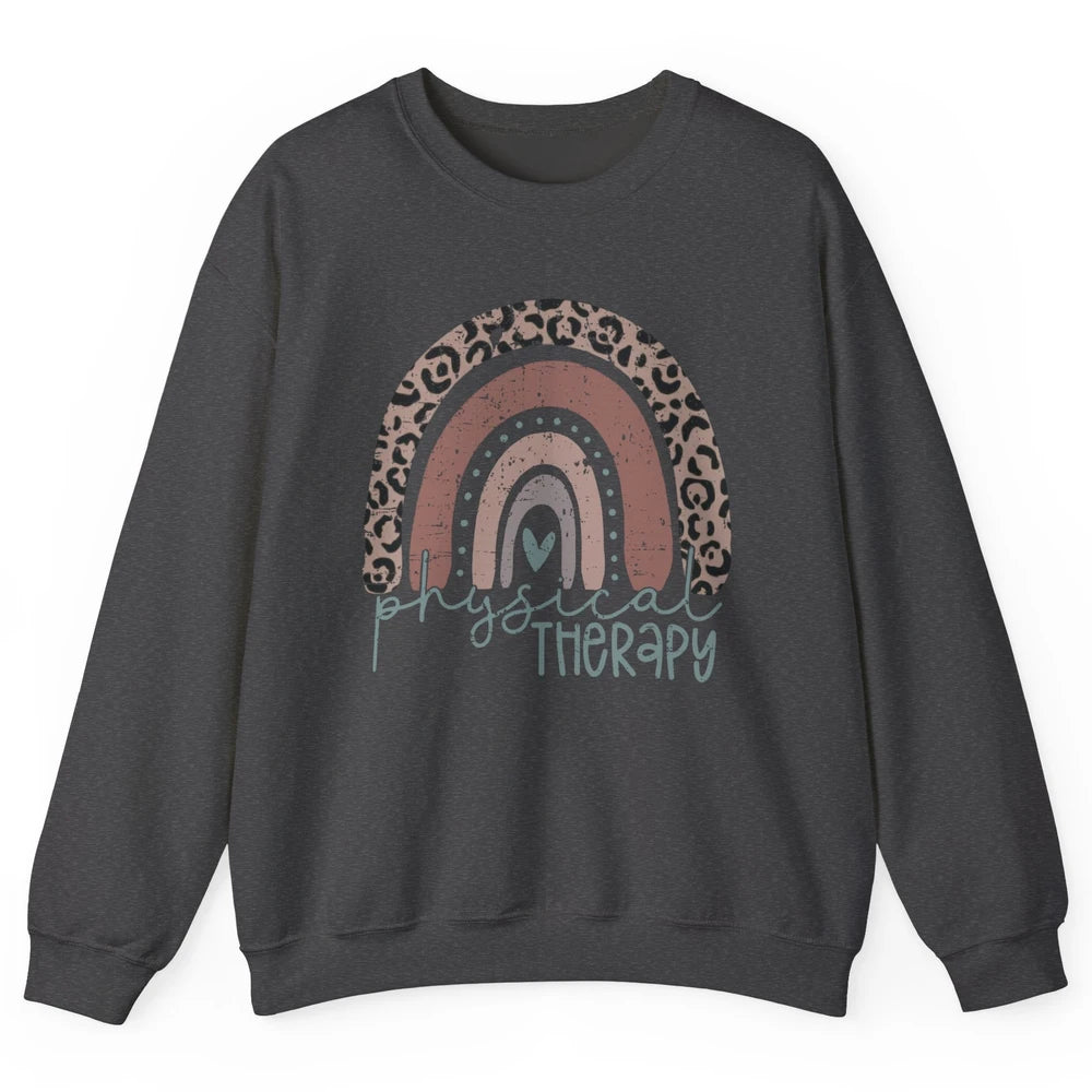 Retro Physical Therapy Rainbow Physical Therapist PT Leopard Unisex Crewneck Sweatshirt