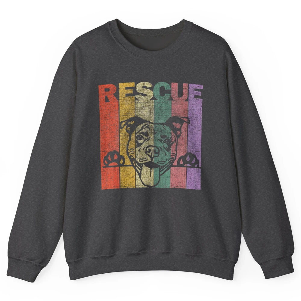 Rescue Dog Pitbull Puppy Adopt Vintage Funny Pet Rescuer Mom Unisex Crewneck Sweatshirt
