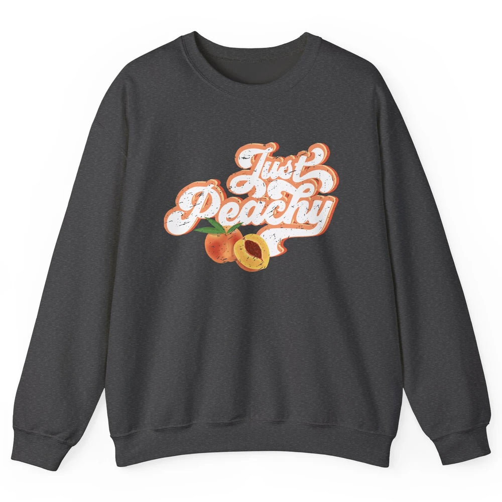 Retro Just Peachy Retro 70s Georgia Peaches Summer Fruit Unisex Crewneck Sweatshirt