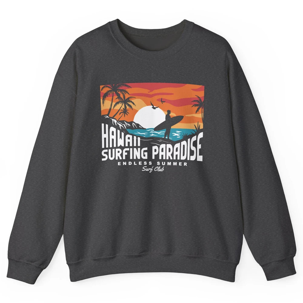 Retro Hawaii Palms Surfing Paradise Surf Club Endless Summer Unisex Crewneck Sweatshirt
