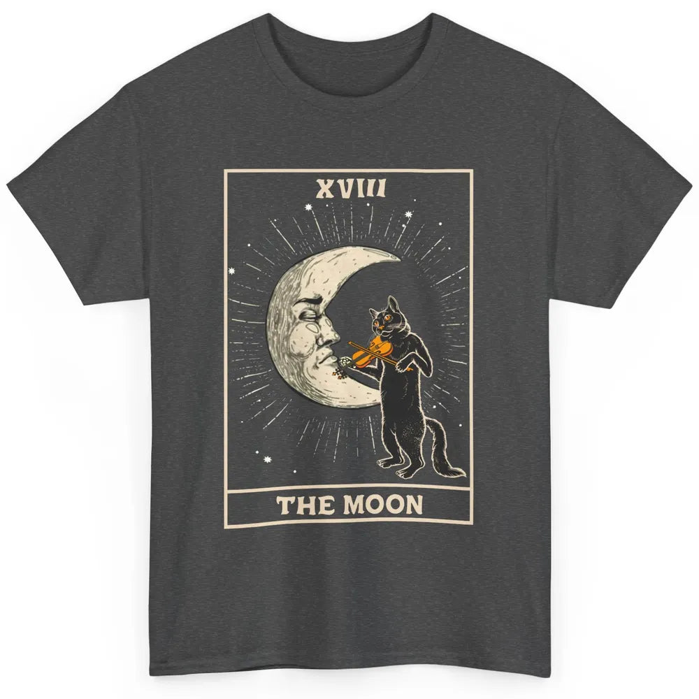 Retro Halloween Cat Guitarist The Moon Tarot Card Witchcraft Classic Unisex T-Shirt