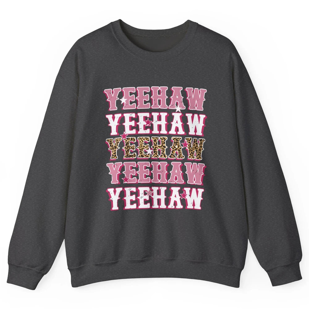 Retro Leopard Yeehaw Western Country Cowboy Cowgirl Costume Unisex Crewneck Sweatshirt