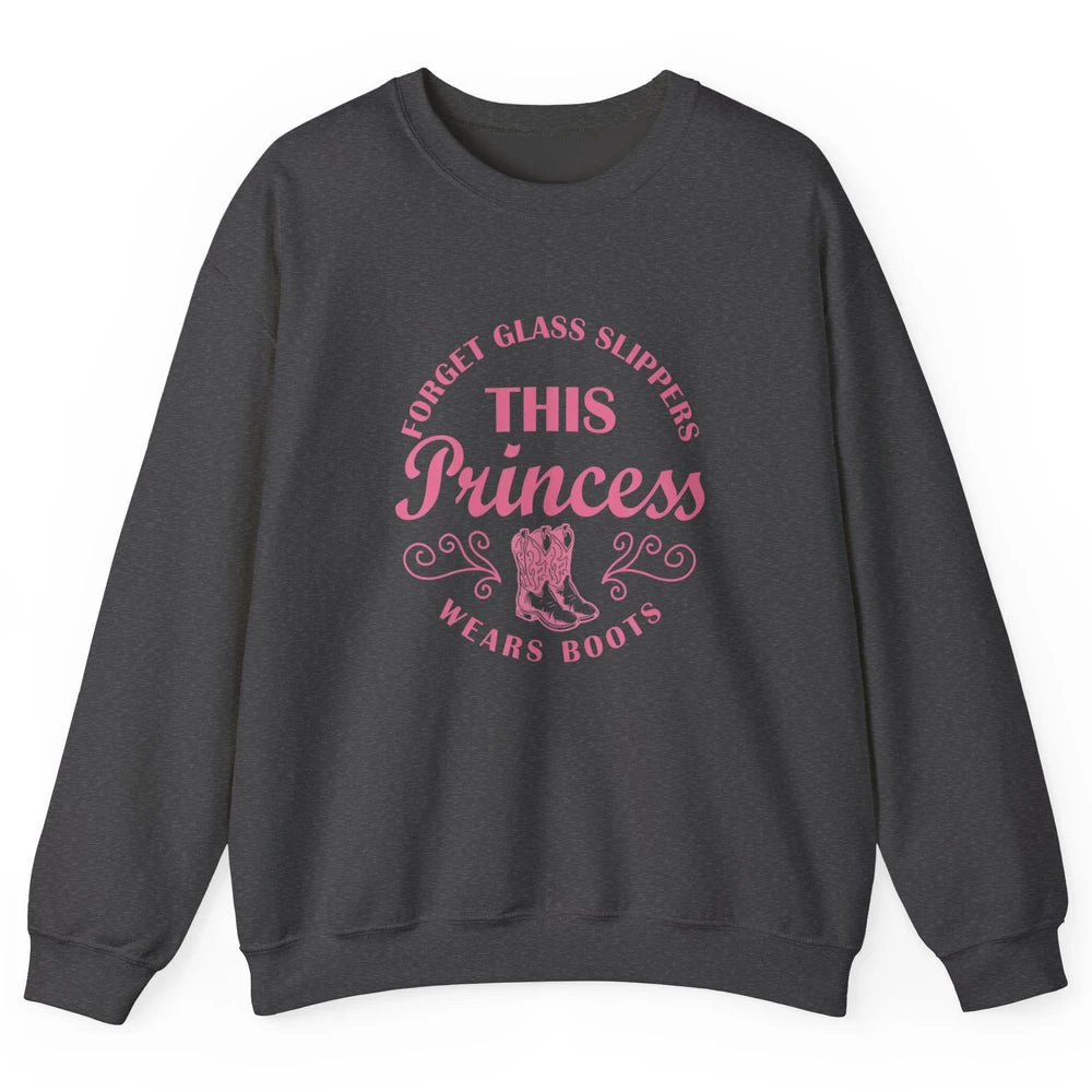 Princess Cowboy Boots Western Country Cowgirl Girls Rodeo Unisex Crewneck Sweatshirt