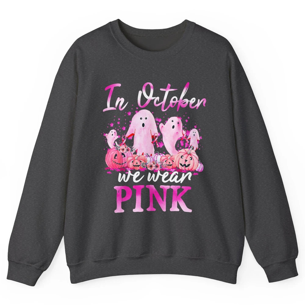 October Wear Ghost Boo Pink Ribbon Breast Cancer Awareness Unisex Crewneck Sweatshirt