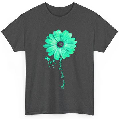 Ovarian Cancer Awareness Daisy Flower Teal Ribbon Cancer Classic Unisex T-Shirt