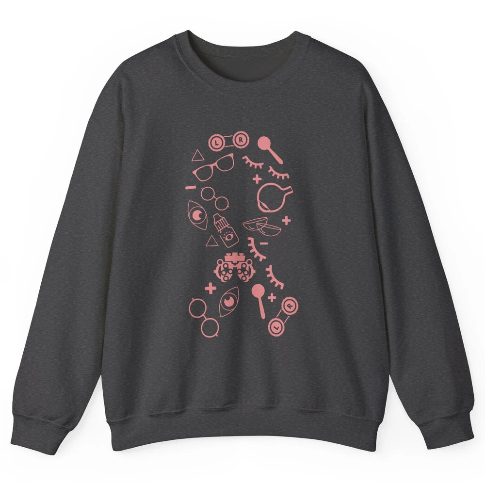 Optical Symbol Pink Ribbon Breast Cancer Support Optometrist Unisex Crewneck Sweatshirt