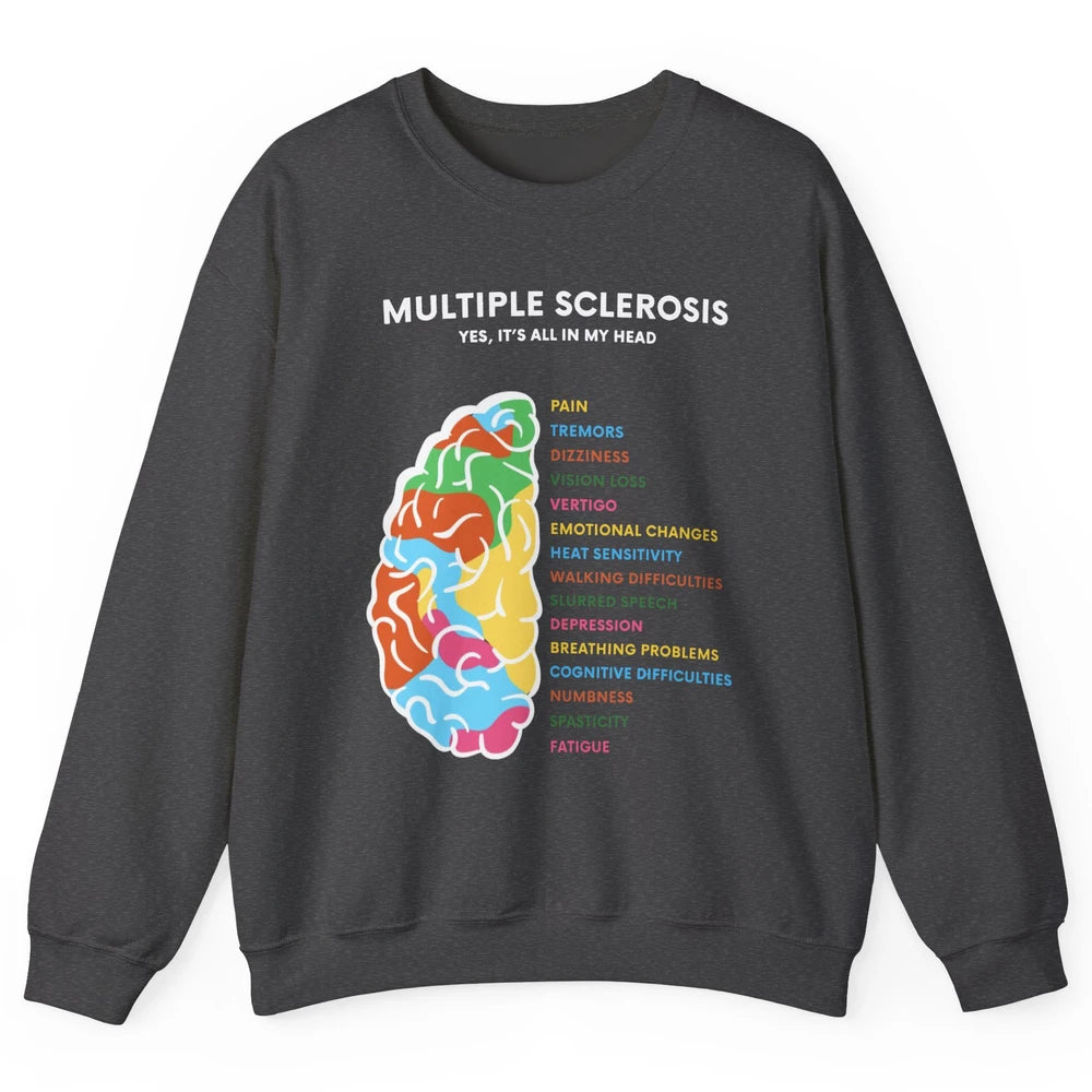 Multiple Sclerosis Awareness Its All In My Head Ms Ribbon Unisex Crewneck Sweatshirt