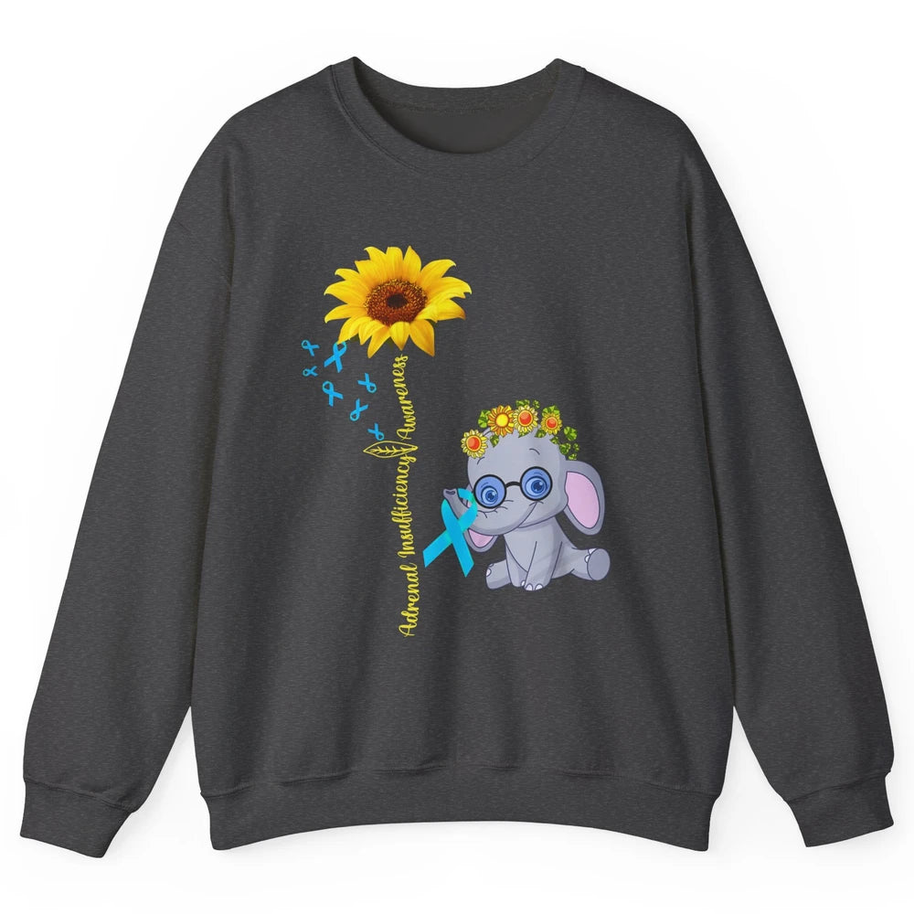 Adrenal Insufficiency Awareness Baby Elephant Sunflower Unisex Crewneck Sweatshirt