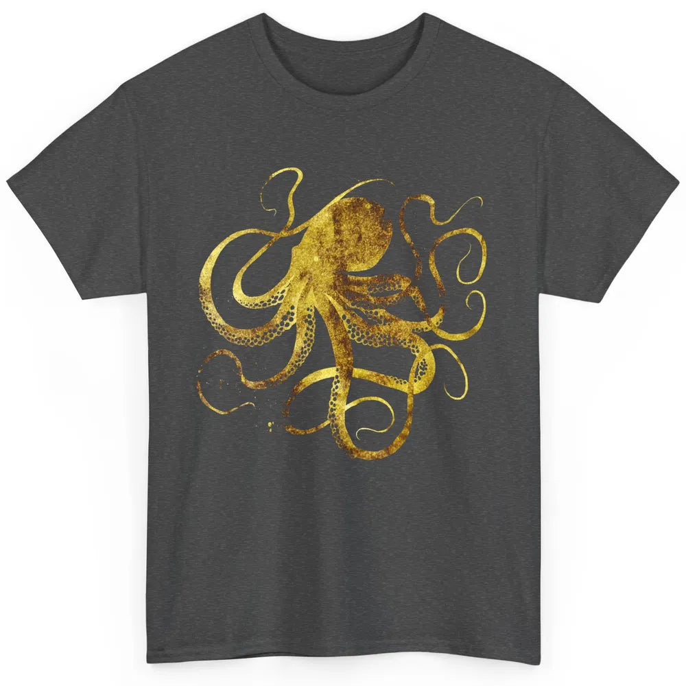 Octopus Japanese Calligraphy Gyotaku Traditional Art Print Classic Unisex T-Shirt