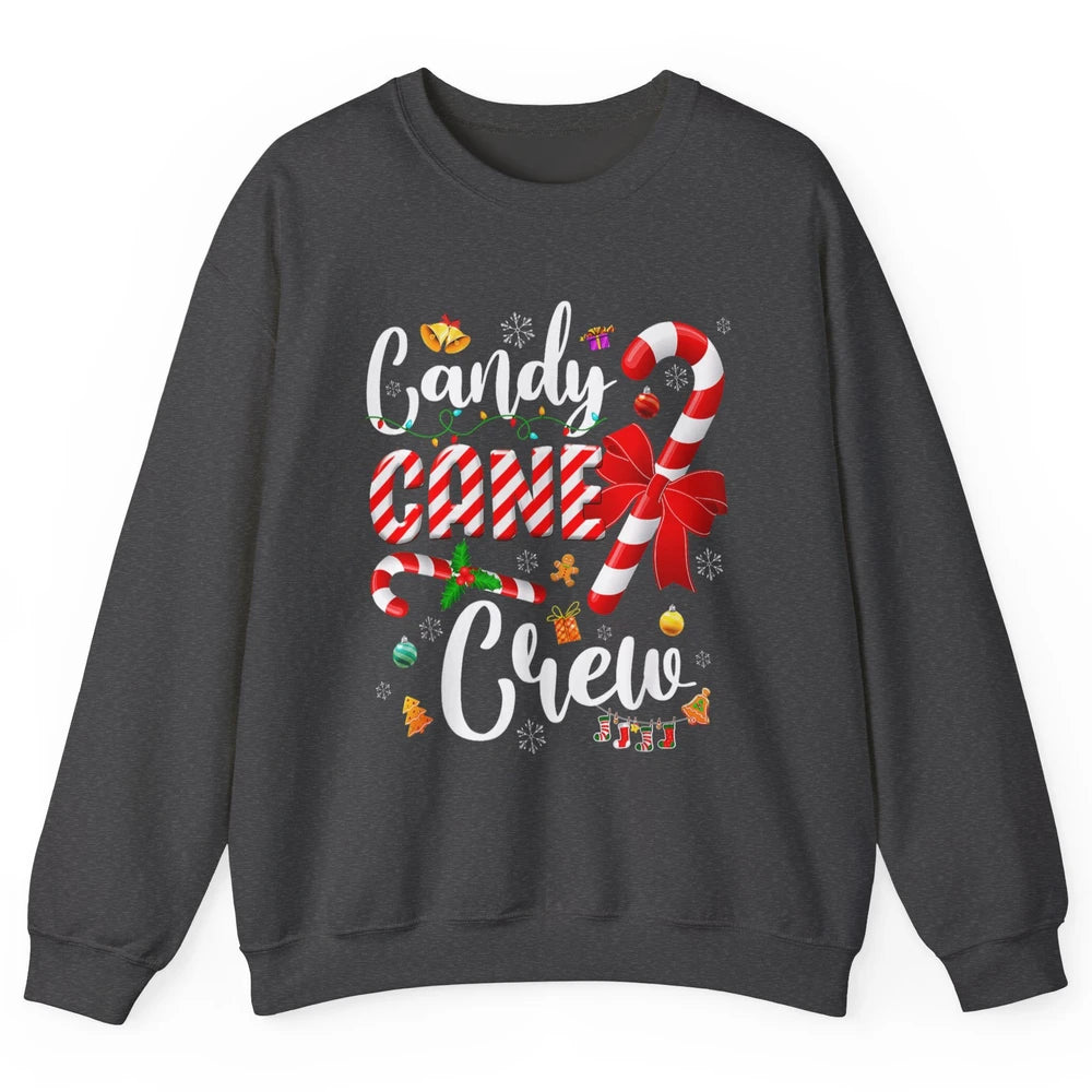 Merry Christmas Sweet Candy Cane Crew Xmas Tree Lights Santa Unisex Crewneck Sweatshirt