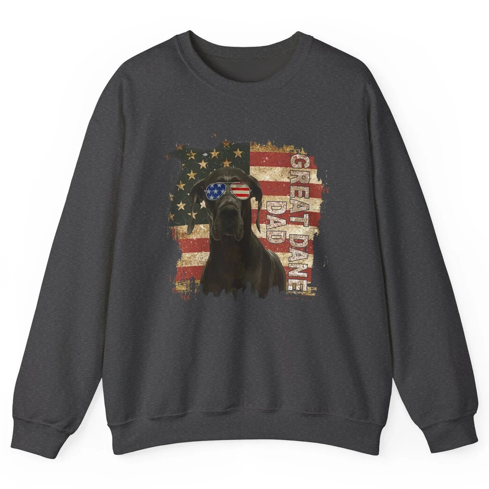 Retro Best Great Dane Dad Ever American Flag 4th Of July Unisex Crewneck Sweatshirt