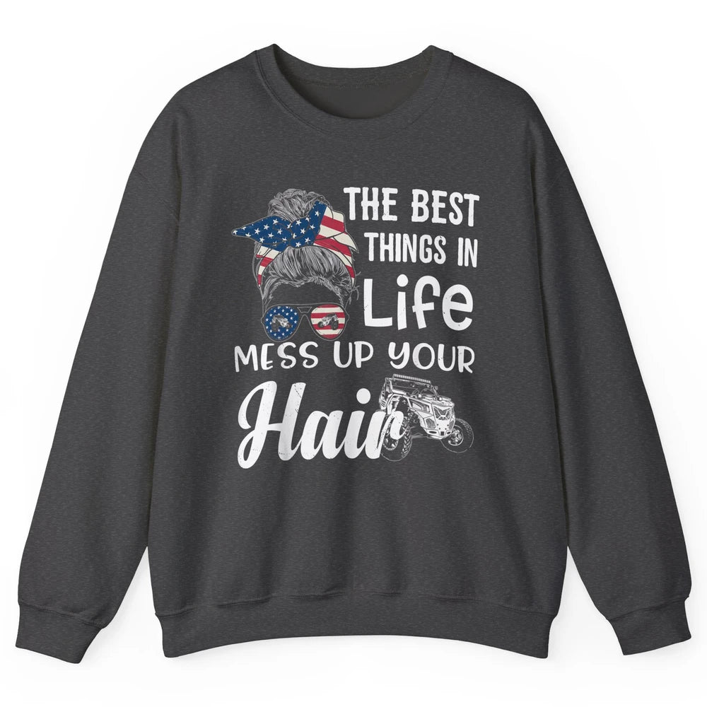 Retro Mess Up Your Hair Motocross Quad Biker ATV SXS Offroad Unisex Crewneck Sweatshirt