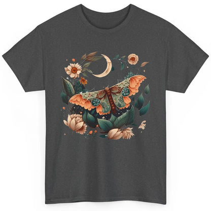 Retro Floral Moth Moon Butterfly Boho Moth Lovers Gift Classic Unisex T-Shirt