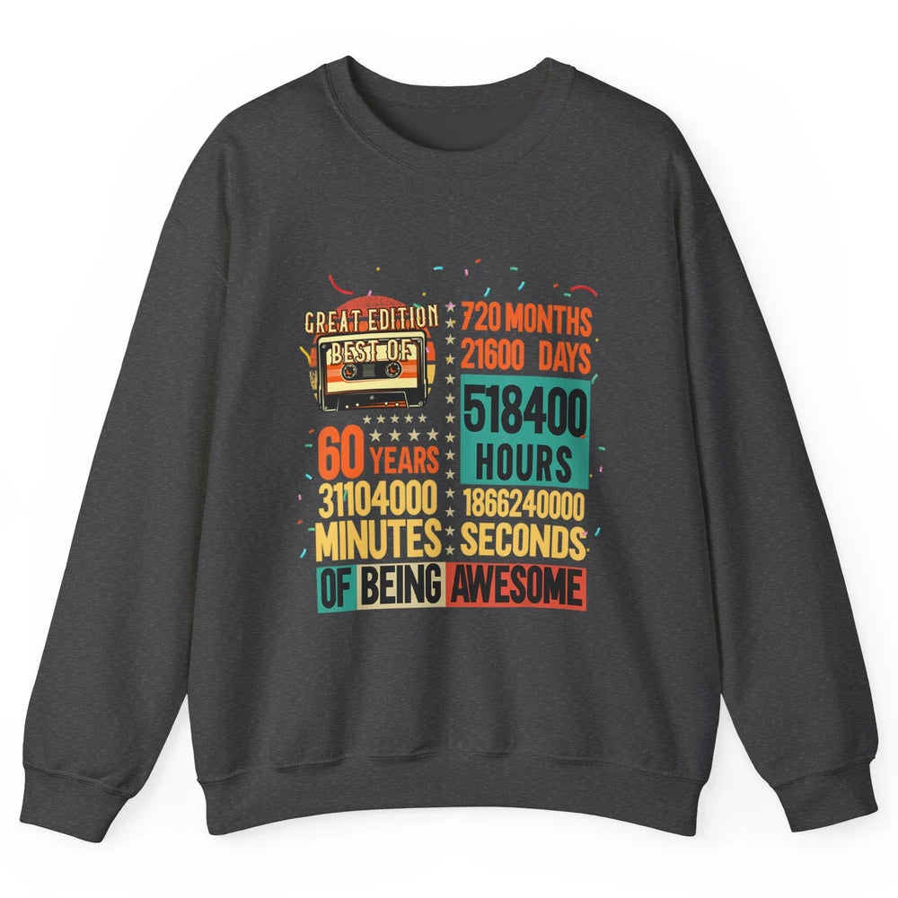 Retro 60s Lifetime Cassette Music Count Down 60th Birthday Unisex Crewneck Sweatshirt