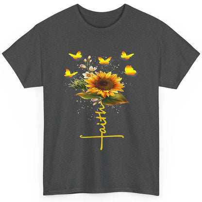 Vintage Faith Cross Sunflower Butterfly Christian Jesus God Classic Unisex T-Shirt