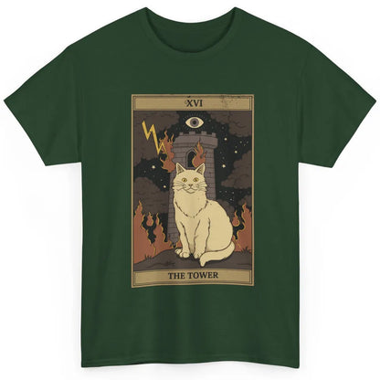 Retro Halloween Cat Witch The Tower Tarot Card Witchcraft Classic Unisex T-Shirt