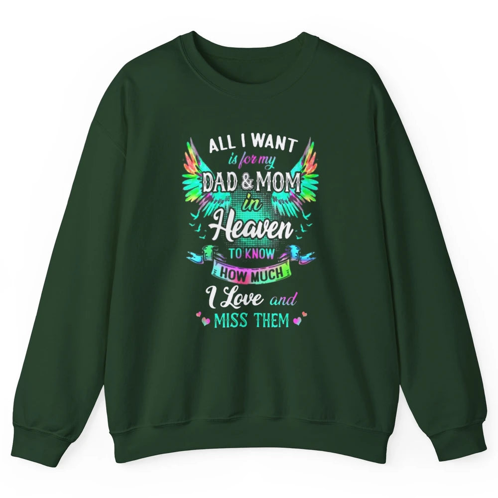 My Mom And Dad In Heaven Angel Wings Mother Memories Forever Unisex Crewneck Sweatshirt