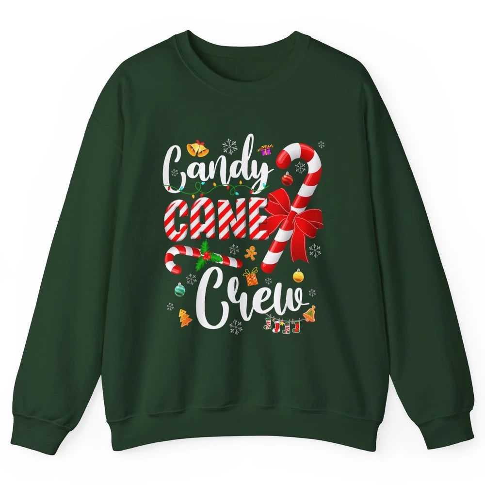 Merry Christmas Sweet Candy Cane Crew Xmas Tree Lights Santa Unisex Crewneck Sweatshirt