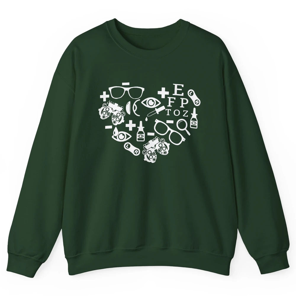 Optometrist Symbols Heart Optician Sight Squad Optometry Unisex Crewneck Sweatshirt
