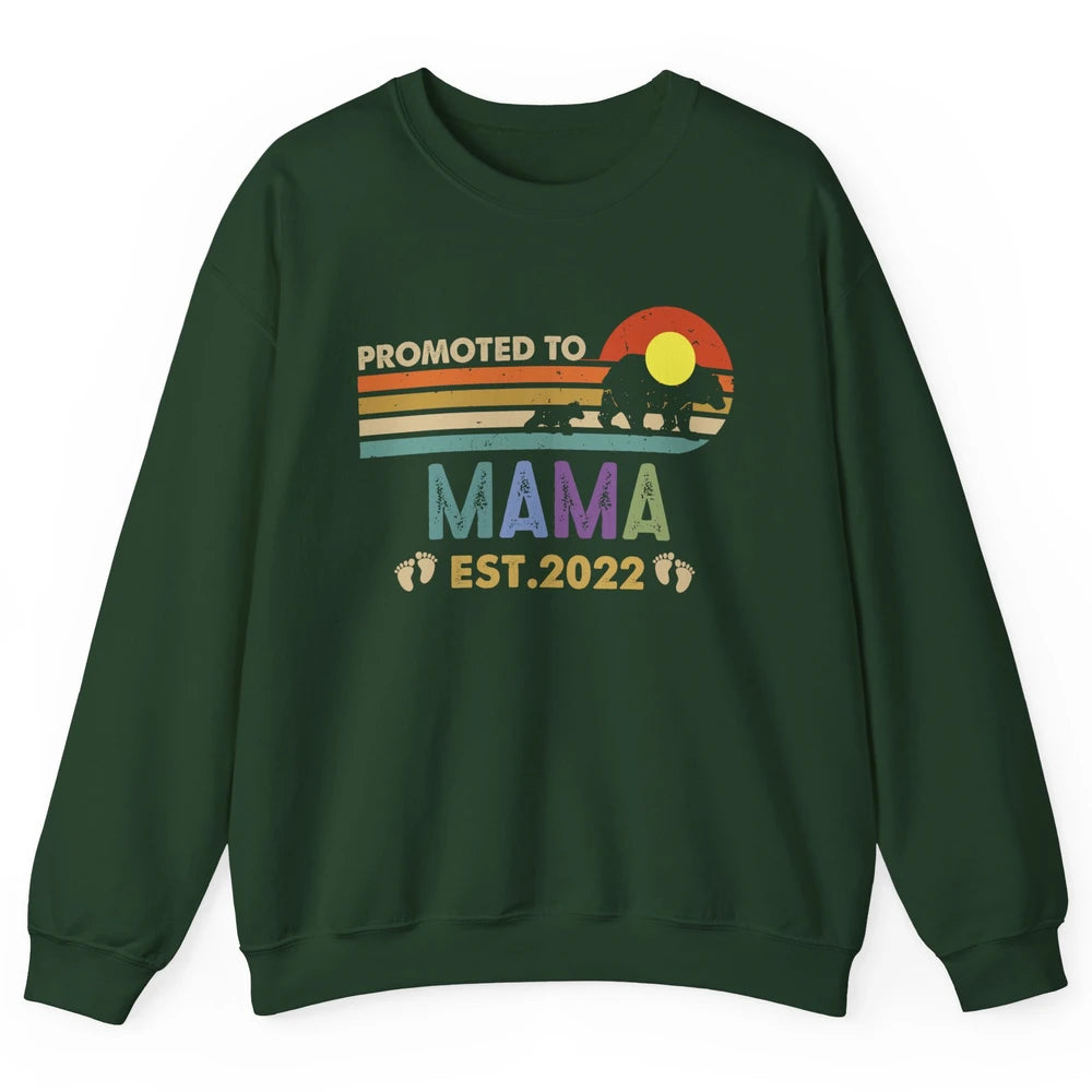 Retro Mama Bear Promoted To Mama Est 2022 First Mothers Day Unisex Crewneck Sweatshirt