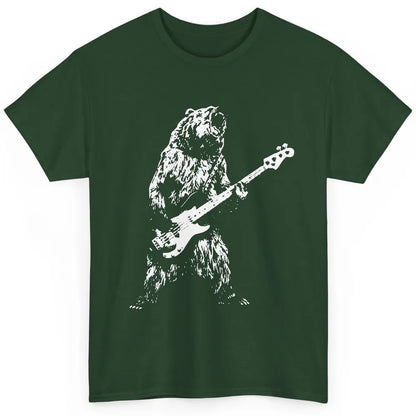 Retro Bear Playing Bass Guitar Bear Guitarist Music Lovers Classic Unisex T-Shirt