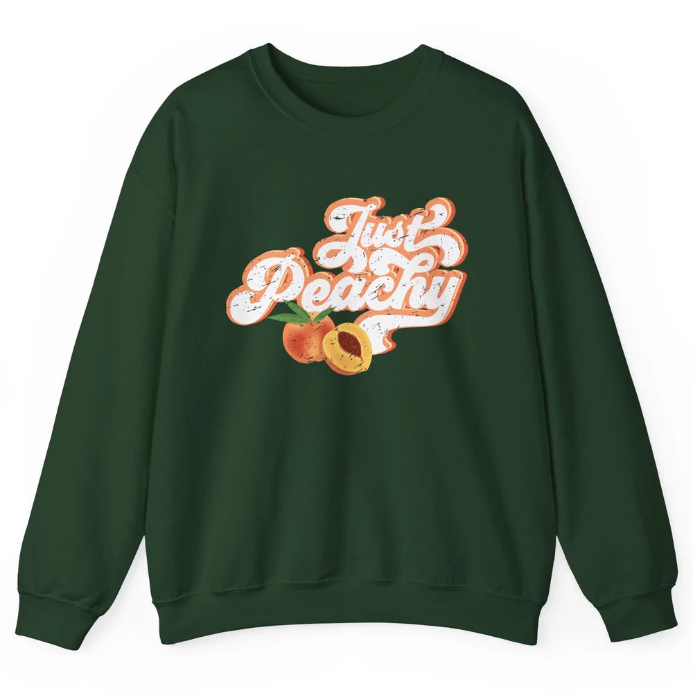 Retro Just Peachy Retro 70s Georgia Peaches Summer Fruit Unisex Crewneck Sweatshirt