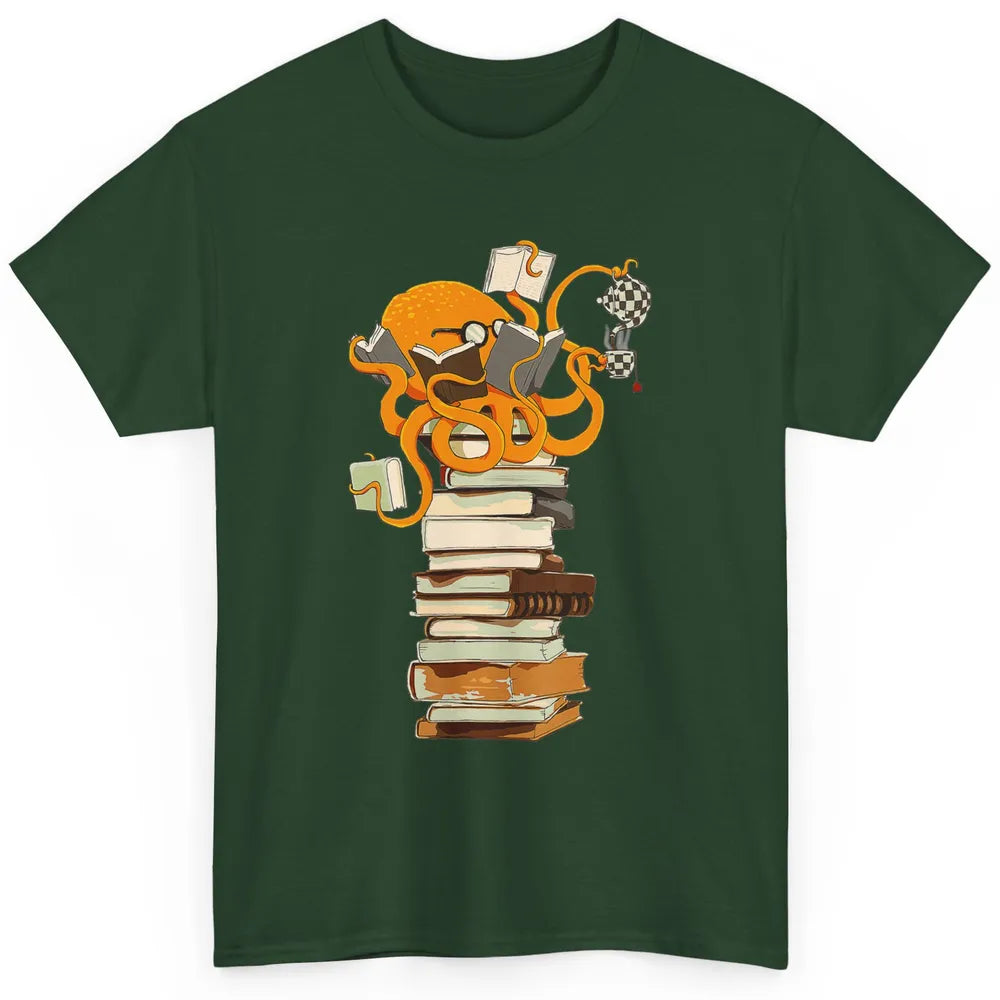 Reading Books Octopus Tea Coffee Sea Animal Marine Bookish Classic Unisex T-Shirt