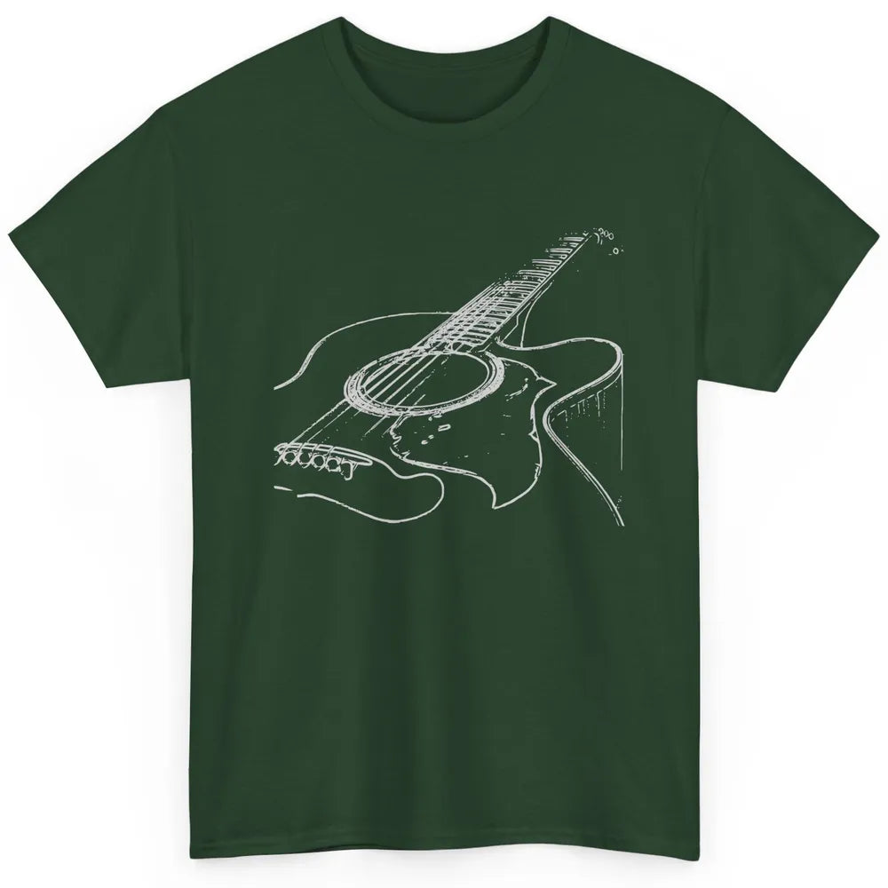 Retro Acoustic Guitar Guitarist Musician Music Lovers Gift Classic Unisex T-Shirt