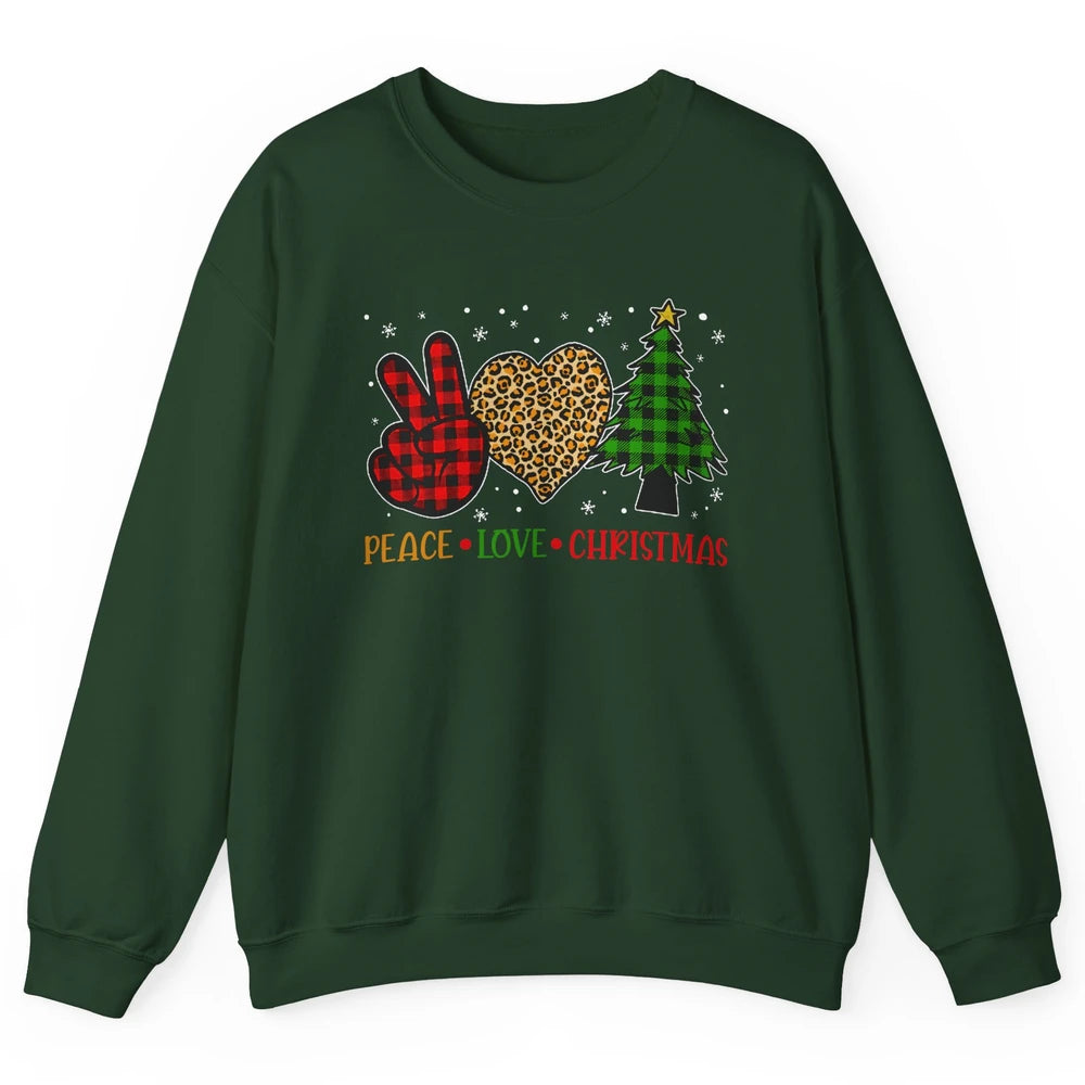 Peace Love Christmas Cute Christmas Heart Plaid Xmas Gift Unisex Crewneck Sweatshirt