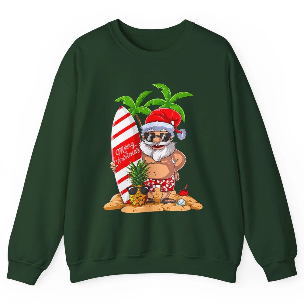 Christmas in July Santa Hawaii Surfing Summer Christmas Unisex Crewneck Sweatshirt