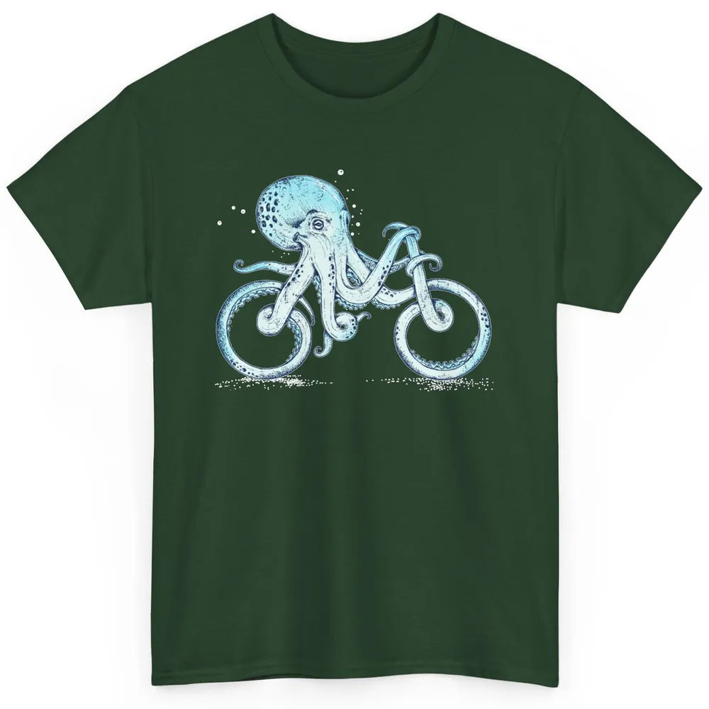 Funny Octopus Riding Bicycle Retro Marine Sea Creature Bike Classic Unisex T-Shirt