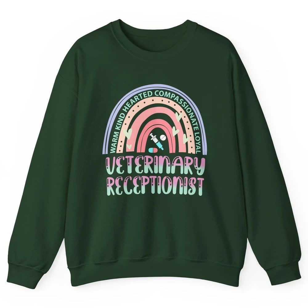 Pink Rainbow Veterinarian Receptionist Dog Recue Dog Mom Unisex Crewneck Sweatshirt