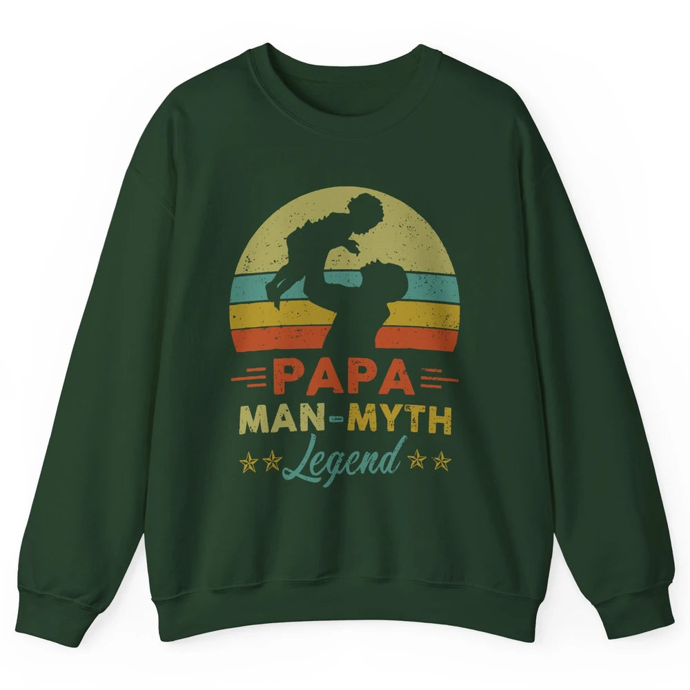 Papa Man Myth Legend Fathers Day Vintage Unisex Crewneck Sweatshirt