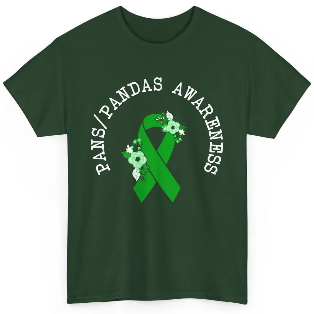 PANS/PANDAS Awareness Floral Green Ribbon Pans Disease Classic Unisex T-Shirt