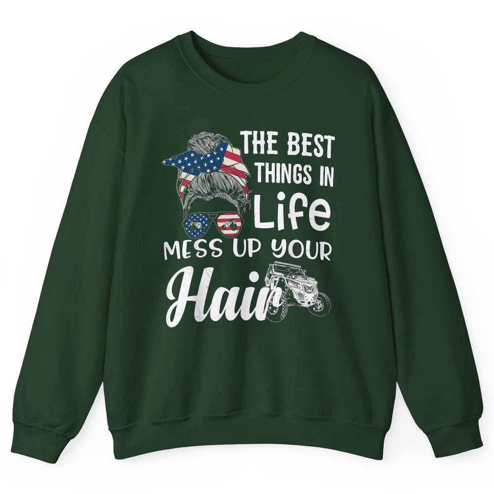 Retro Mess Up Your Hair Motocross Quad Biker ATV SXS Offroad Unisex Crewneck Sweatshirt