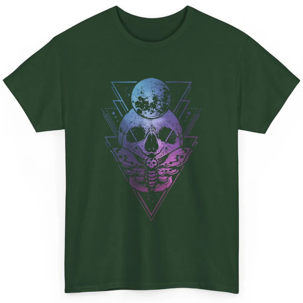 Moon Skull Wicca Crescent Lunar Moth Skeleton Halloween Goth Classic Unisex T-Shirt