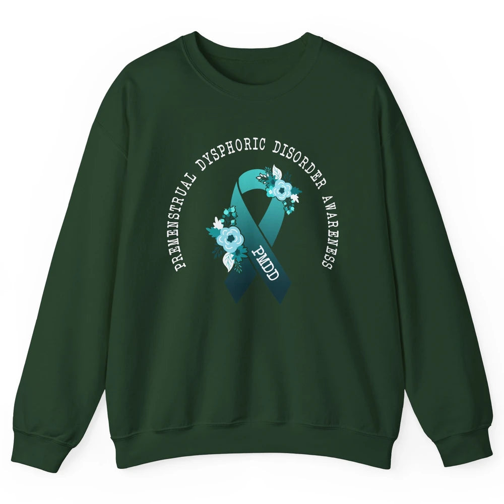 Premenstrual Dysphoric Disorder PMDD Awareness Ribbon Unisex Crewneck Sweatshirt
