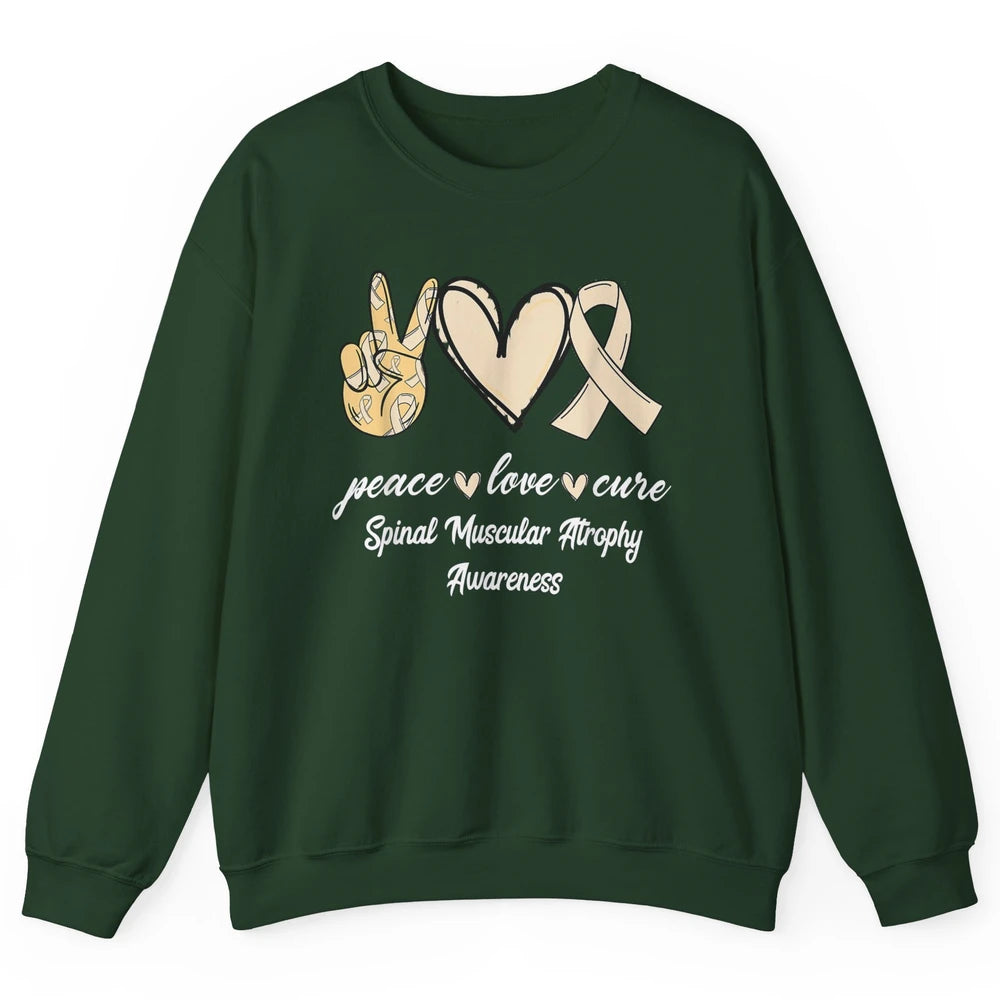 Peace Love Cure Cream Ribbon Spinal Muscular Atrophy SMA Unisex Crewneck Sweatshirt