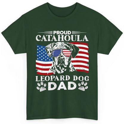 Proud Catahoula Leopard Dog Dad US Flag Patriotic 4th July Classic Unisex T-Shirt