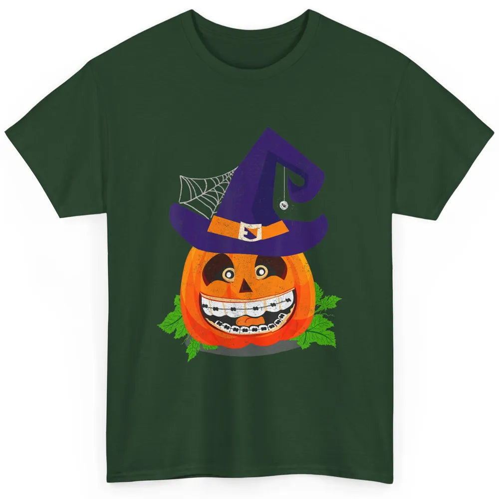 Pumpkin Witch Teeth Braces Dental Dentist Halloween Spooky Classic Unisex T-Shirt