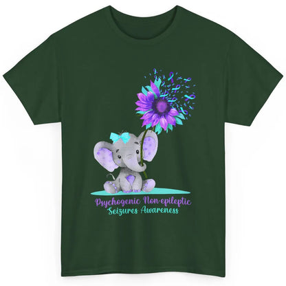 PNES Awareness Purple Teal Ribbon Sunflower Baby Elephant Classic Unisex T-Shirt