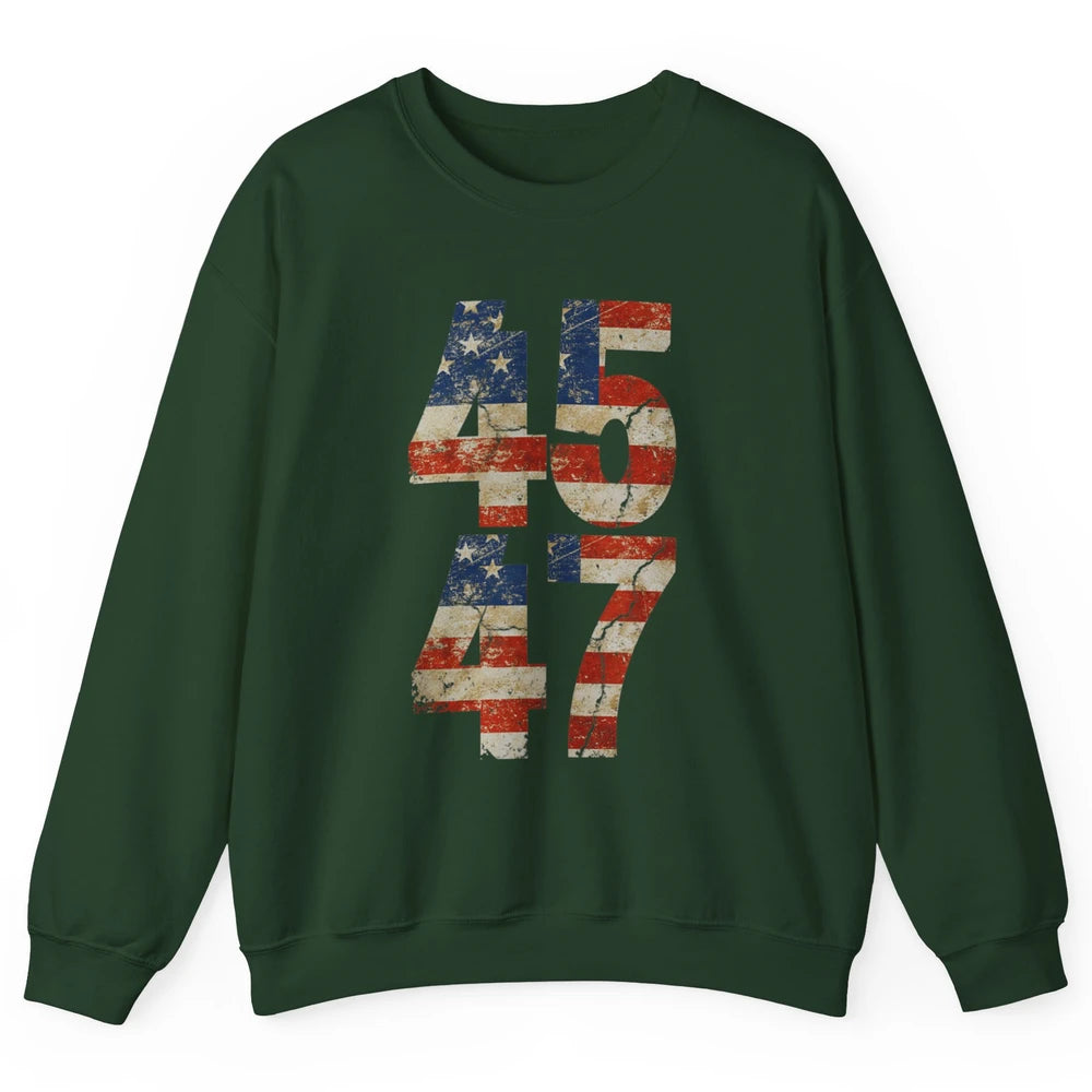 Retro 45 47 Vote Donald Trump Save America Again Republican Unisex Crewneck Sweatshirt