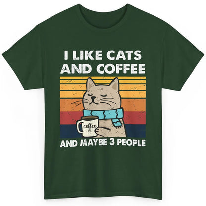 Retro Funny Fall Cat I Like Cats Coffee And Maybe 3 People Classic Unisex T-Shirt