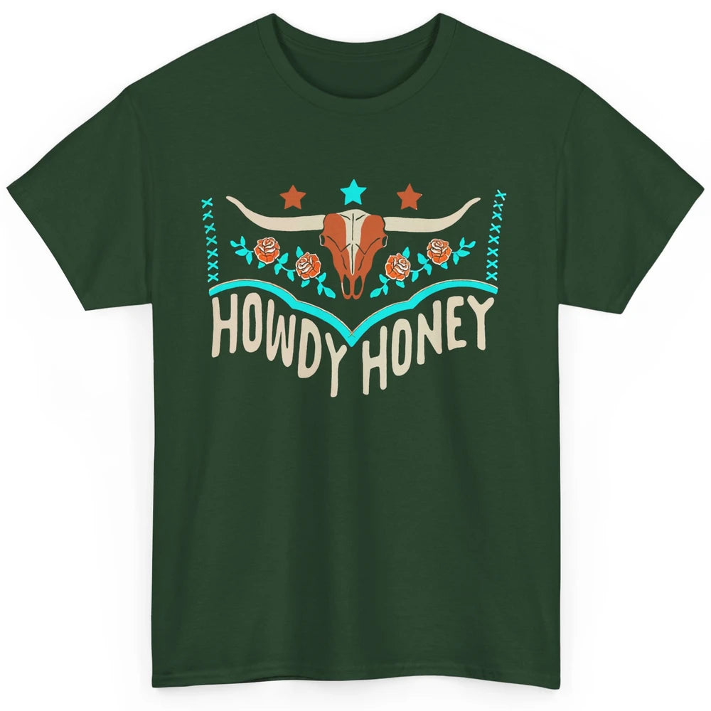 Retro Bull Skull Howdy Honey Western Country Cowboy Gift Classic Unisex T-Shirt
