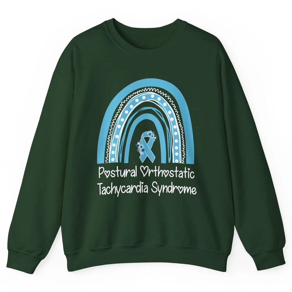 Postural Orthostatic Tachycardia Syndrome Turquoise Rainbow Unisex Crewneck Sweatshirt
