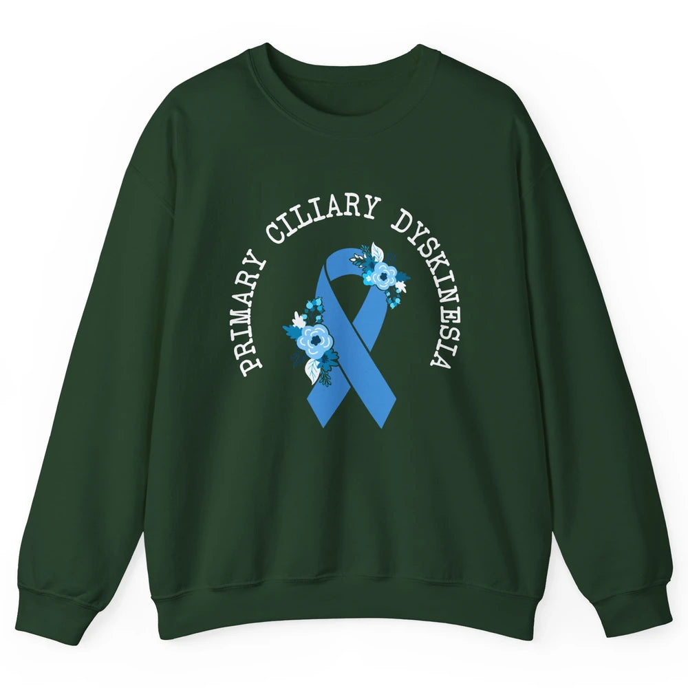 Primary Ciliary Dyskinesia Blue Ribbon Respiratory Diseases Unisex Crewneck Sweatshirt