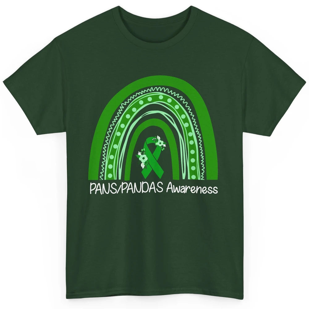 PANS/PANDAS Awareness Floral Green Ribbon Rainbow Pans Classic Unisex T-Shirt