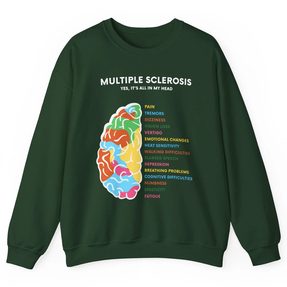 Multiple Sclerosis Awareness Its All In My Head Ms Ribbon Unisex Crewneck Sweatshirt
