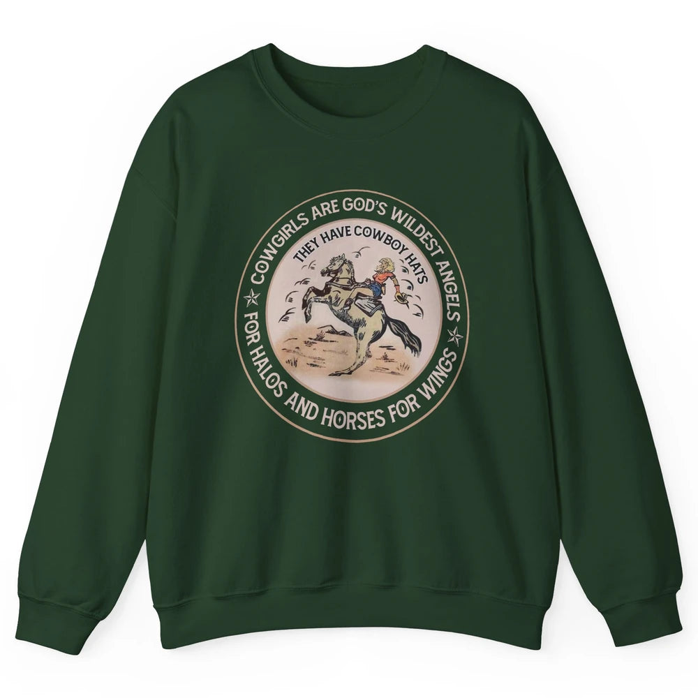 Retro Cowgirls Are God's Wildest Angel Western Country Rodeo Unisex Crewneck Sweatshirt